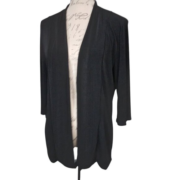 Chicos | Travelers Black Open Front Cardigan Slinky Knit | Size M - Picture 2 of 8